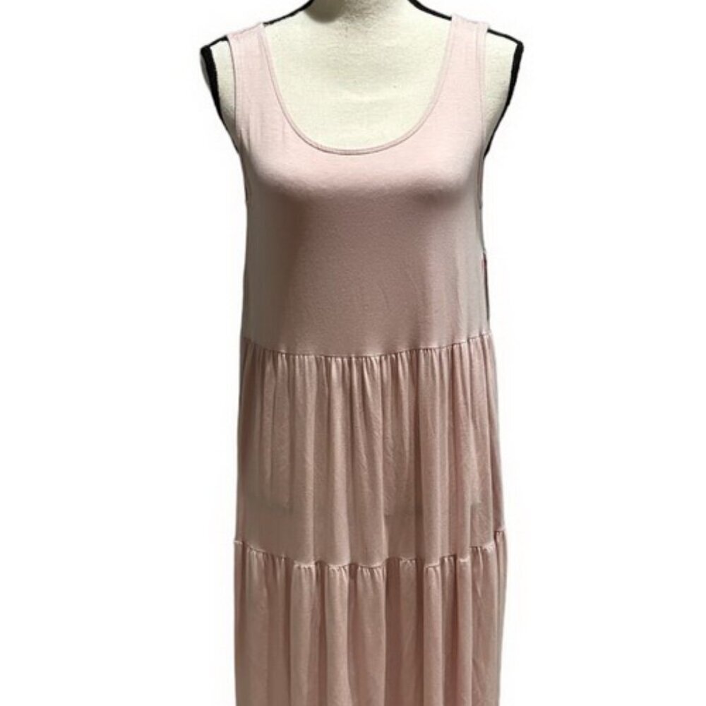 Eileen Fisher Powder Pink Sleeveless Tiered Midi Dress
